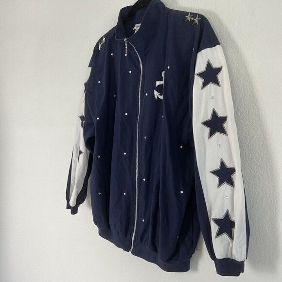 Rafael Womens Vintage 80 Nautical Navy Zip Up Bomber Jacket Stars & Anchor Small - Picture 7 of 11